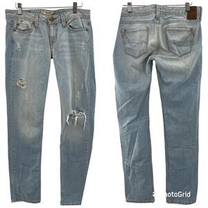 Fragile Distressed Light Wash Relaxed Fit Boyfriend Jeans Indie Grunge Size 3